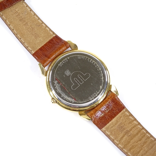 406 - MAURICE LACROIX - a gold plated quartz wristwatch, cream dial with gilded baton hour markers and dat... 