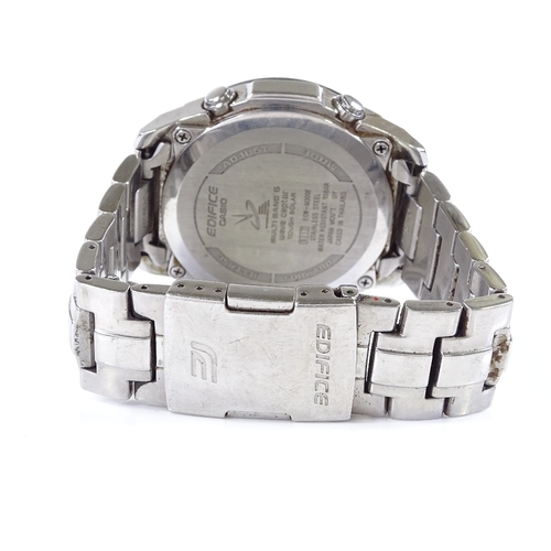 407 - CASIO - a stainless steel Edifice quartz digital wristwatch, with 2 analogue subsidiary dials and 2 ... 