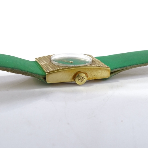 409 - BUCHERER - a lady's gold plated mechanical wristwatch, green dial with Roman numeral hour markers, 1... 