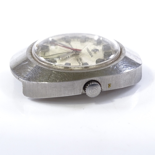 410 - TRESSA - a Vintage stainless steel automatic wristwatch head, silvered dial with baton hour markers,... 