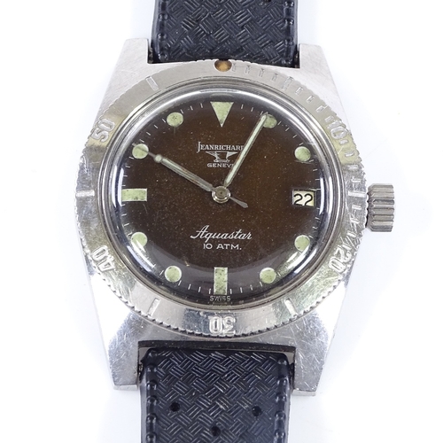 411 - JEANRICHARD - a stainless steel Aquastar automatic wristwatch, black dial with luminous hour markers... 