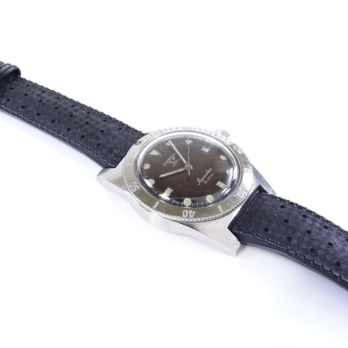 411 - JEANRICHARD - a stainless steel Aquastar automatic wristwatch, black dial with luminous hour markers... 