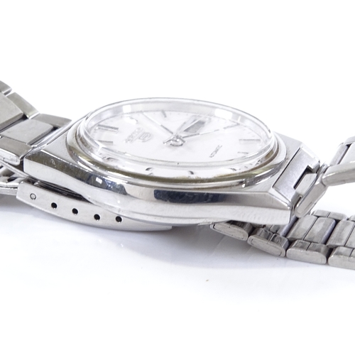 416 - SEIKO 5 - a stainless steel automatic wristwatch, silvered dial with baton hour markers and day date... 