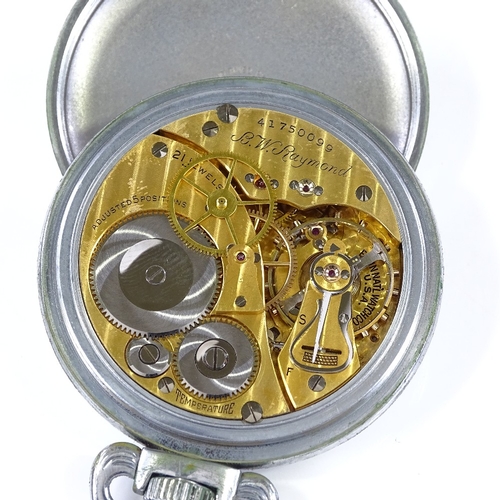 419 - ELGIN NATIONAL WATCH CO - a Royal Navy chrome nickel plated open-face top-wind Deck pocket watch, by... 