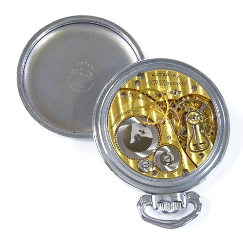 420 - ELGIN NATIONAL WATCH CO - a Royal Navy chrome nickel plated open-face top-wind Deck pocket watch, by... 