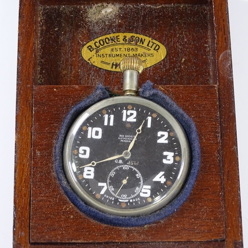 422 - ZENITH - a steel-cased Air Ministry Cockpit Mark V Deck pocket watch, black dial with white Arabic n... 