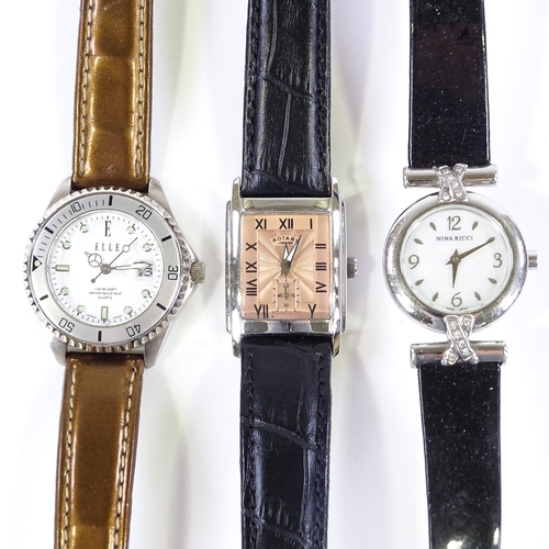 427 - 3 lady's quartz wristwatches, including Rotary, Nina Ricci, and Elle (3)