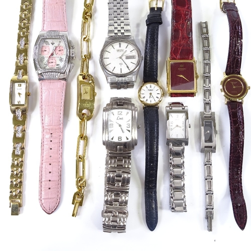 430 - Various wristwatches, including Diamond Aqua Master, Raymond Weil, and Gucci (10)