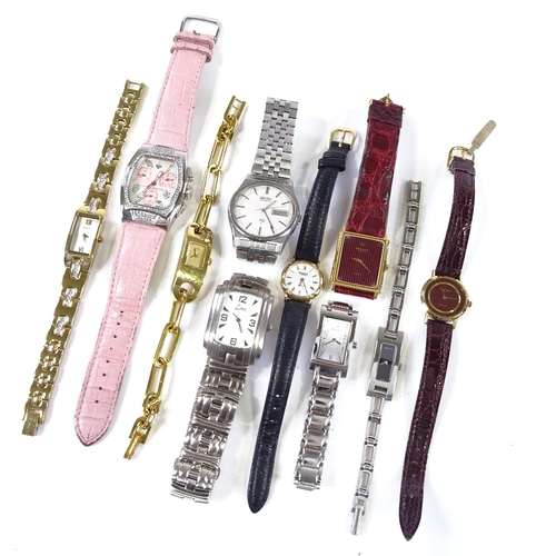 430 - Various wristwatches, including Diamond Aqua Master, Raymond Weil, and Gucci (10)