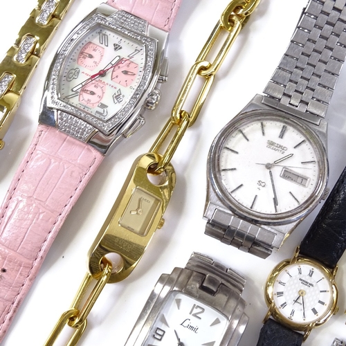 430 - Various wristwatches, including Diamond Aqua Master, Raymond Weil, and Gucci (10)