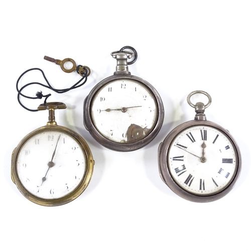 434 - 2 19th century silver pair-cased open-face key-wind pocket watches, by Kemp of Groombridge and Loof ... 