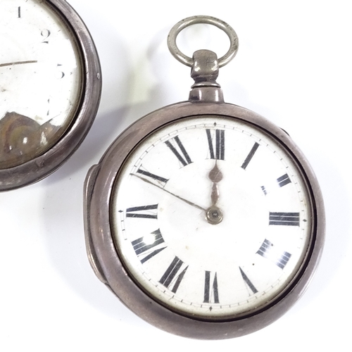 434 - 2 19th century silver pair-cased open-face key-wind pocket watches, by Kemp of Groombridge and Loof ... 