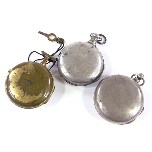 434 - 2 19th century silver pair-cased open-face key-wind pocket watches, by Kemp of Groombridge and Loof ... 