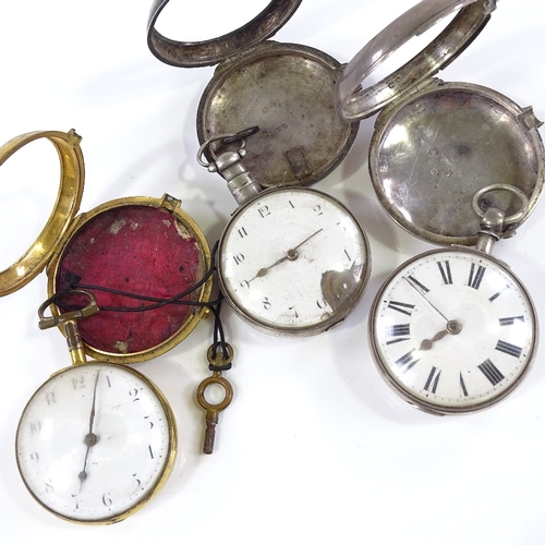 434 - 2 19th century silver pair-cased open-face key-wind pocket watches, by Kemp of Groombridge and Loof ... 