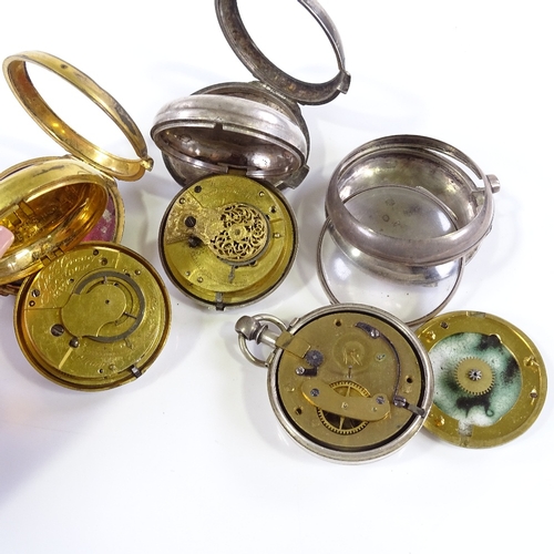 434 - 2 19th century silver pair-cased open-face key-wind pocket watches, by Kemp of Groombridge and Loof ... 