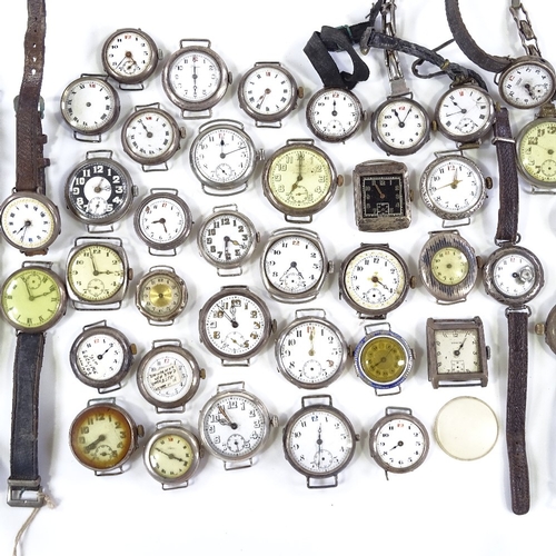 436 - A large quantity of various silver-cased wristwatches and wristwatch cases, including Longines and W... 