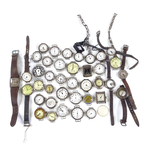 436 - A large quantity of various silver-cased wristwatches and wristwatch cases, including Longines and W... 