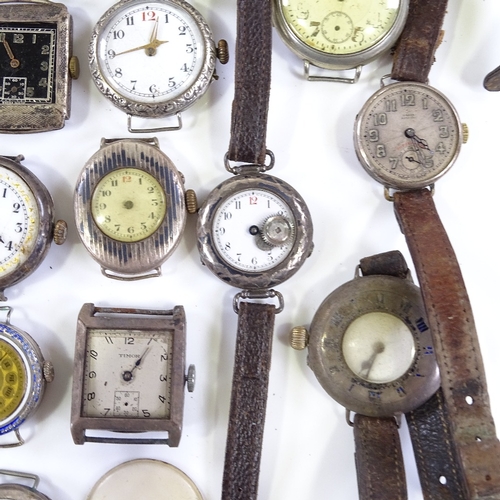 436 - A large quantity of various silver-cased wristwatches and wristwatch cases, including Longines and W... 