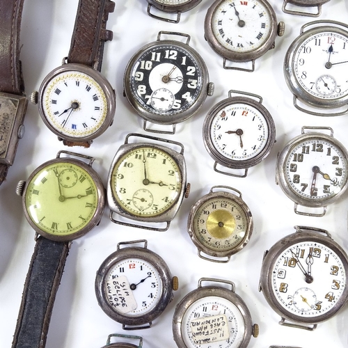 436 - A large quantity of various silver-cased wristwatches and wristwatch cases, including Longines and W... 