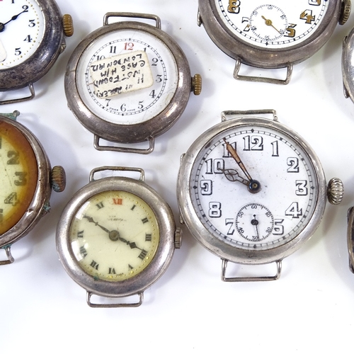 436 - A large quantity of various silver-cased wristwatches and wristwatch cases, including Longines and W... 