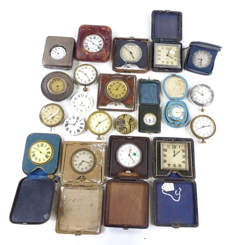 437 - Various Goliath timepieces, travelling clocks, 8-day clocks etc, including silver-fronted case