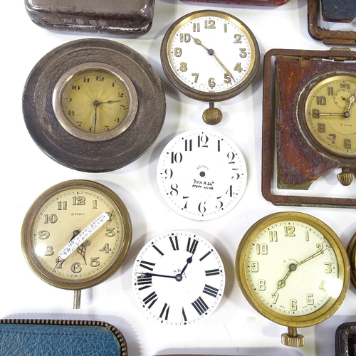 437 - Various Goliath timepieces, travelling clocks, 8-day clocks etc, including silver-fronted case