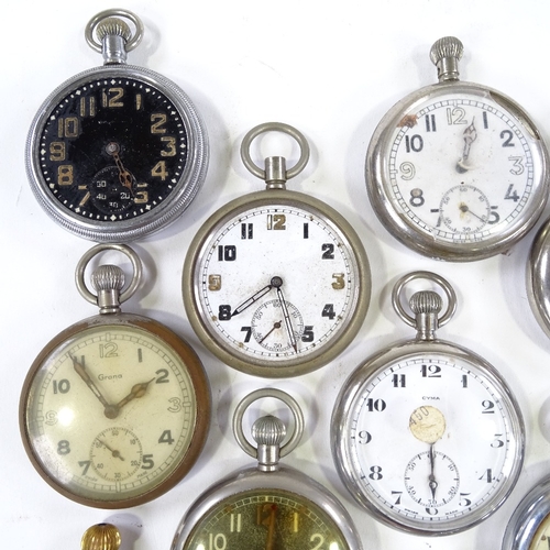 442 - Various military issue pocket watches with British broad arrow, including Cyma, Elgin, Grana etc (15... 