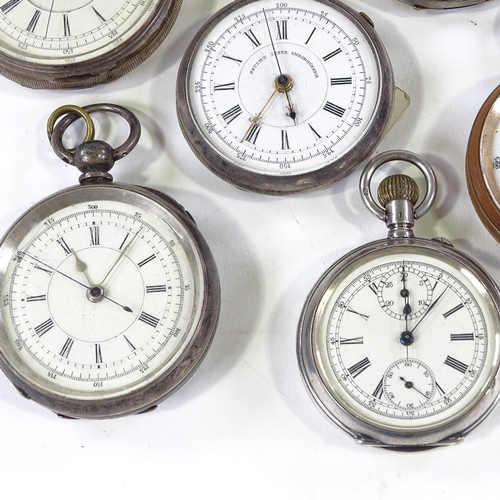 443 - Various chronograph pocket watches, including some silver (9)