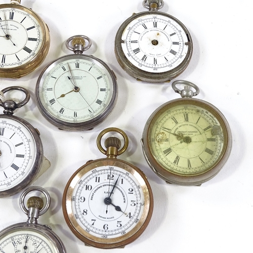 443 - Various chronograph pocket watches, including some silver (9)