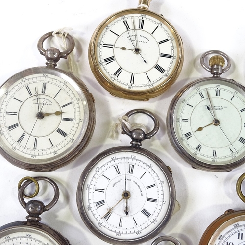 443 - Various chronograph pocket watches, including some silver (9)