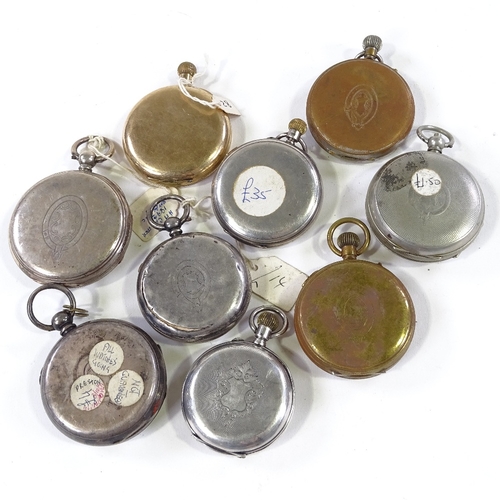 443 - Various chronograph pocket watches, including some silver (9)