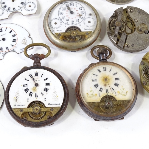 444 - HEBDOMAS - various pocket watches, movements and dials (13)