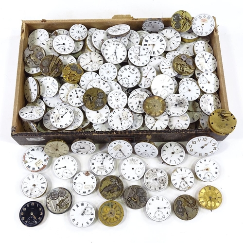 445 - A large quantity of various pocket watch movements, including J W Benson, Waltham etc