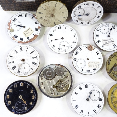 445 - A large quantity of various pocket watch movements, including J W Benson, Waltham etc