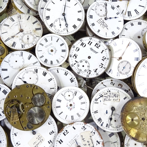 445 - A large quantity of various pocket watch movements, including J W Benson, Waltham etc