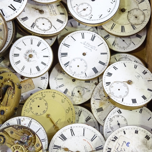 445 - A large quantity of various pocket watch movements, including J W Benson, Waltham etc