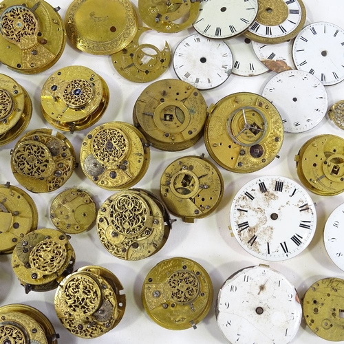 448 - A large quantity of various Verge pocket watch movements, and enamelled dials