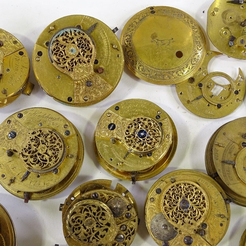 448 - A large quantity of various Verge pocket watch movements, and enamelled dials