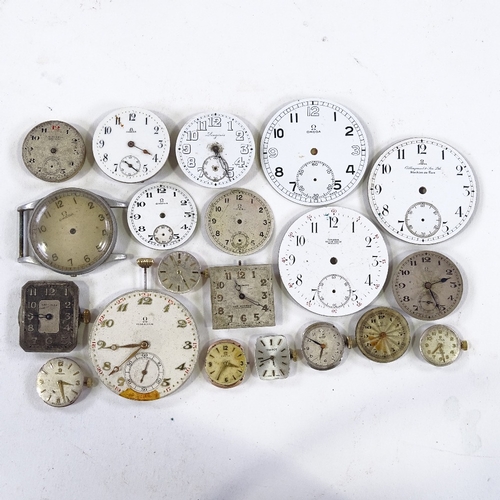 449 - Various wristwatch movements, including Omega, Longines, Tissot, Cyma and Military (6B/159) case