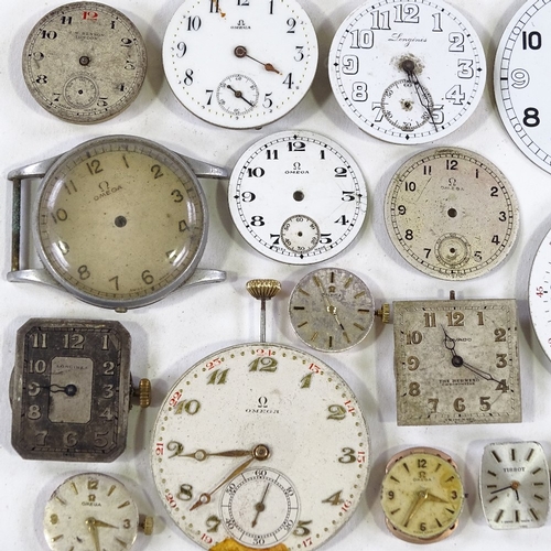 449 - Various wristwatch movements, including Omega, Longines, Tissot, Cyma and Military (6B/159) case