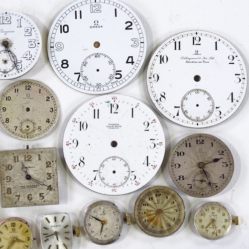 449 - Various wristwatch movements, including Omega, Longines, Tissot, Cyma and Military (6B/159) case