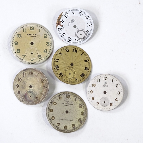 451 - 4 Vintage Rolex dials, including Oyster Royal, a Tudor dial, and a Marconi dial (6)