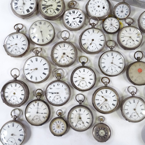 457 - A large quantity of various silver-cased pocket and fob watches (approx 50)