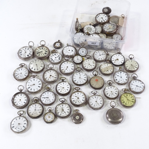 457 - A large quantity of various silver-cased pocket and fob watches (approx 50)