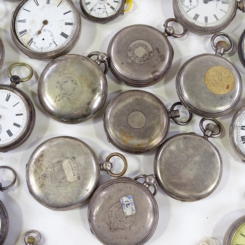 457 - A large quantity of various silver-cased pocket and fob watches (approx 50)