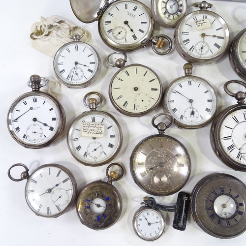 458 - A large quantity of various silver-cased pocket and fob watches (approx 50)