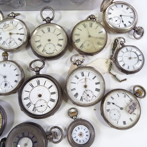 458 - A large quantity of various silver-cased pocket and fob watches (approx 50)