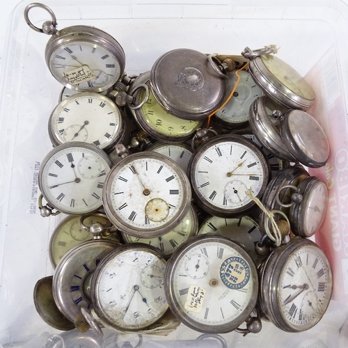 458 - A large quantity of various silver-cased pocket and fob watches (approx 50)