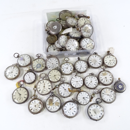 459 - A large quantity of various silver-cased pocket and fob watches (approx 50)