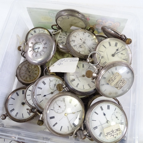 459 - A large quantity of various silver-cased pocket and fob watches (approx 50)